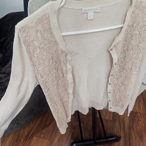 New York & Company Women's Blush Lace Cardigan